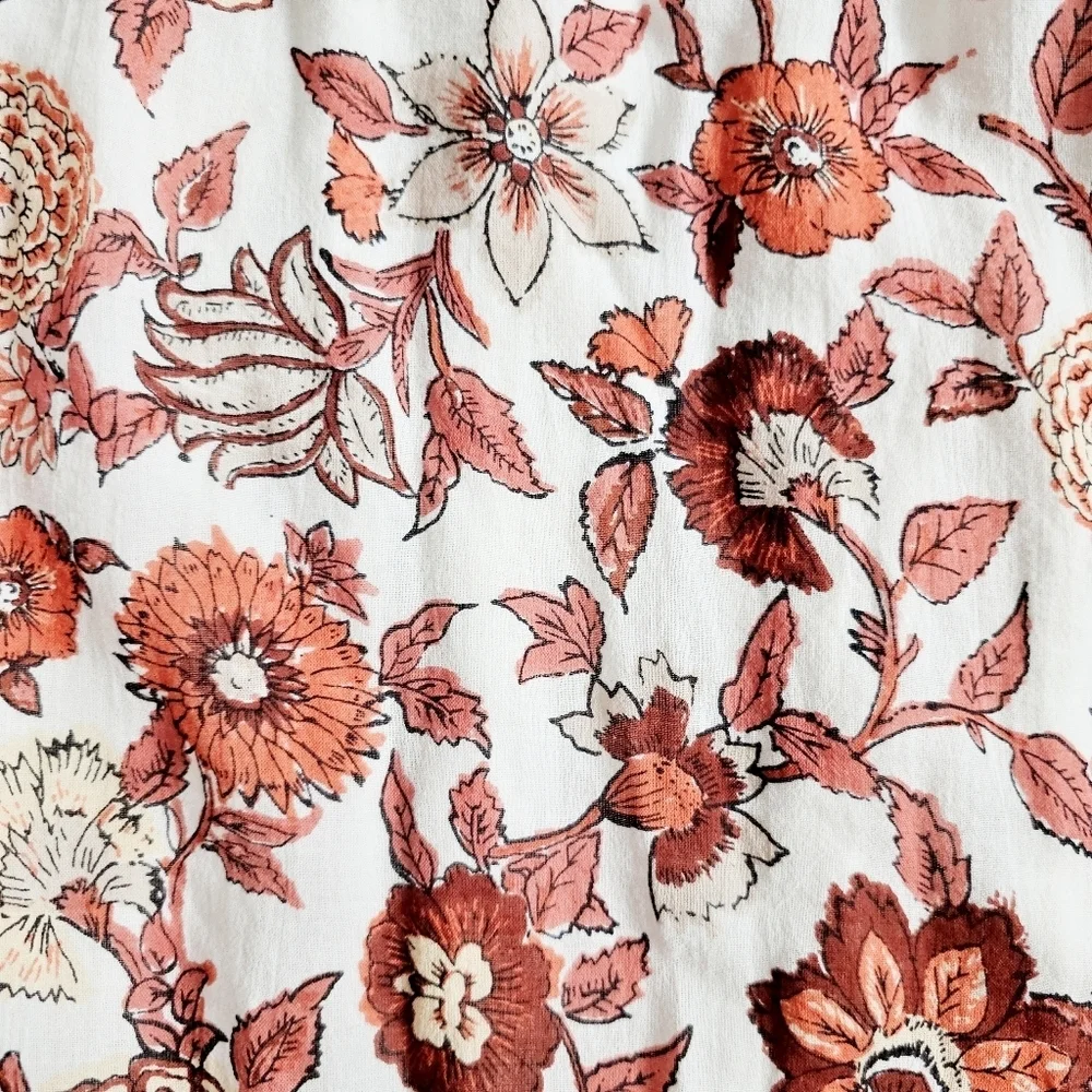 Free People Oh Baby Floral Mini Dress Swing Fully Lined White Cotton Smocked XS - Picture 13 of 16